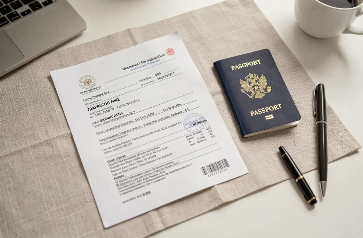 Documents administratifs liés à une amende routière espagnole reçue après un voyage à l'étranger