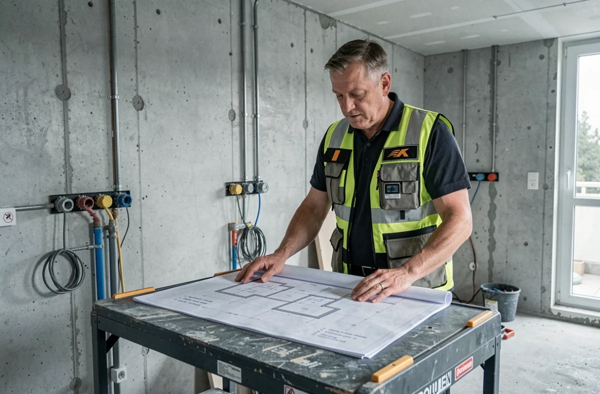 Jaouad Azoum coordonnant une approche multi-lots sur un chantier de rénovation à Rouen