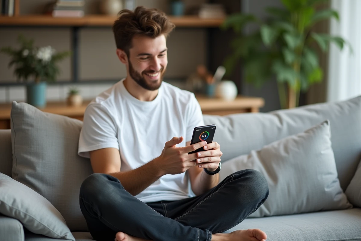 Personne vérifiant son score de crédit sur smartphone après suppression de prêts étudiants
